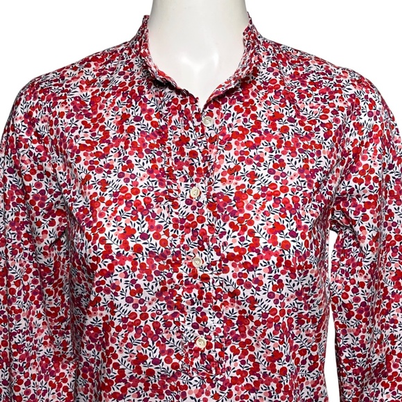 J Crew Liberty Art Fabrics Perfect Shirt in Wiltshire Berry Cotton Poplin Size 2 - Picture 9 of 9